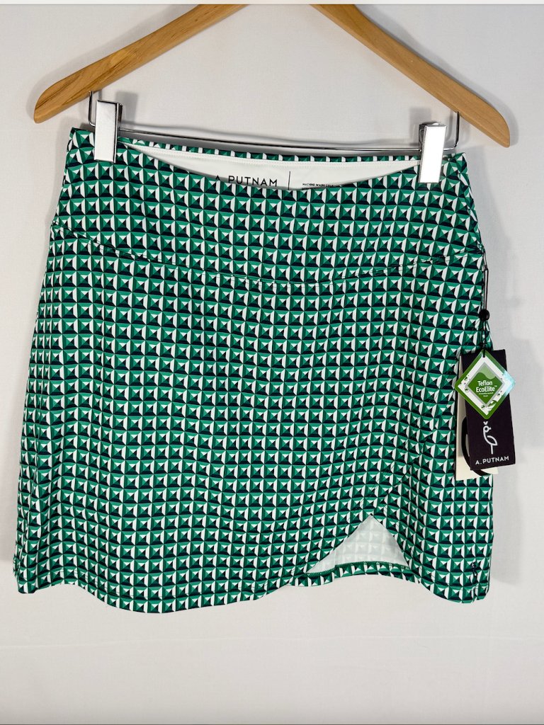 A. Putnam Wrap Skort Geo Square Green Medium Nwt Golf Resort Preppy — image 3 of 8
